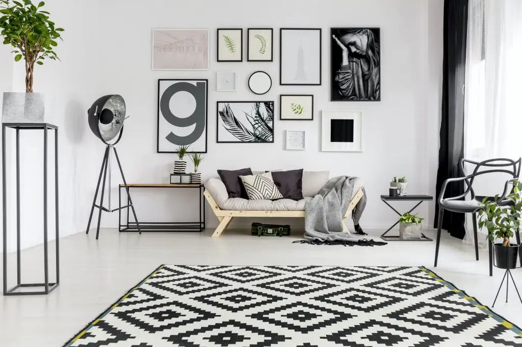 Geometrical rug in living room