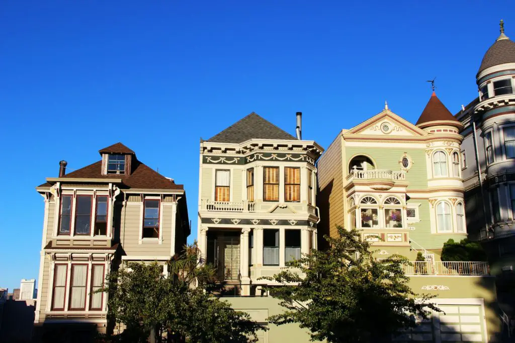 Victorian homes in San Francisco with playful colors and contrasting trim.